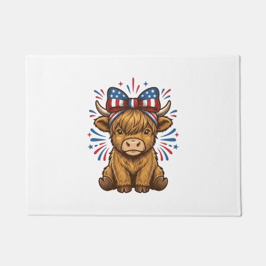 Patriottische Hoogland Koe Boog Vector Ontwerp (2) Deurmat (Voorkant)