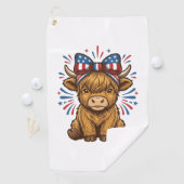 Patriottische Hoogland Koe Boog Vector Ontwerp (2) Golfhanddoek (Insitu)