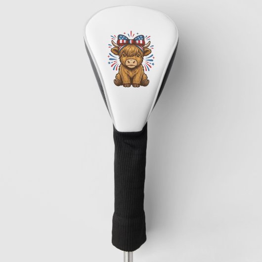Patriottische Hoogland Koe Boog Vector Ontwerp (2) Golfheadcover (Voorkant)