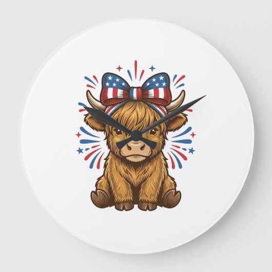 Patriottische Hoogland Koe Boog Vector Ontwerp (2) Grote Klok (Voorkant)