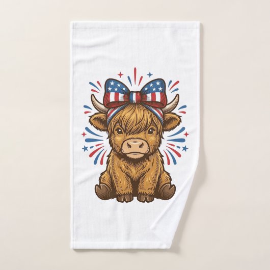 Patriottische Hoogland Koe Boog Vector Ontwerp (2) Handdoek (Handdoek)