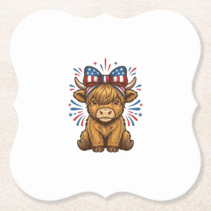 Patriottische Hoogland Koe Boog Vector Ontwerp (2) Kartonnen Onderzetters
