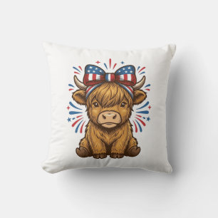Patriottische Hoogland Koe Boog Vector Ontwerp (2) Kussen
