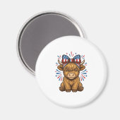 Patriottische Hoogland Koe Boog Vector Ontwerp (2) Magneet (Voorkant / Achterkant)