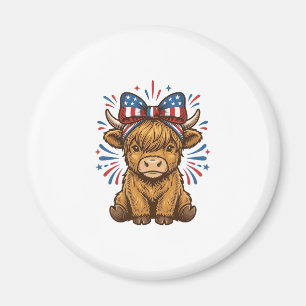 Patriottische Hoogland Koe Boog Vector Ontwerp (2) Magneet