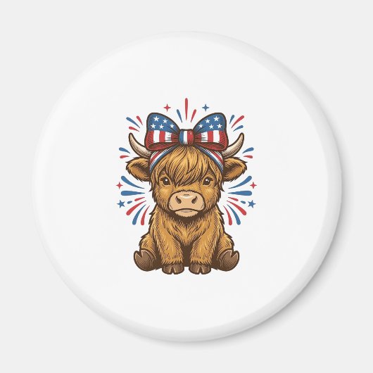 Patriottische Hoogland Koe Boog Vector Ontwerp (2) Magneet (Voorkant)