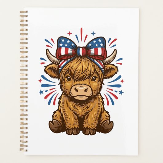 Patriottische Hoogland Koe Boog Vector Ontwerp (2) Planner (Voorkant)