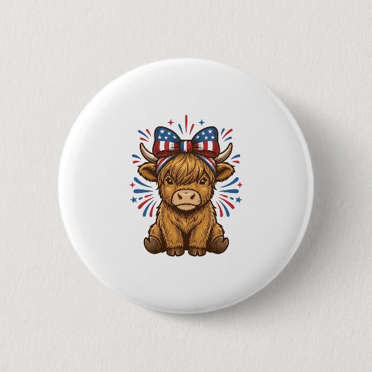 Patriottische Hoogland Koe Boog Vector Ontwerp (2) Ronde Button 5,7 Cm (Voorkant)
