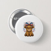 Patriottische Hoogland Koe Boog Vector Ontwerp (2) Ronde Button 5,7 Cm (Voorkant /achterkant)