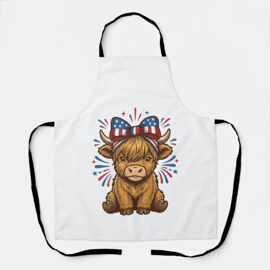 Patriottische Hoogland Koe Boog Vector Ontwerp (2) Schort (Voorkant)