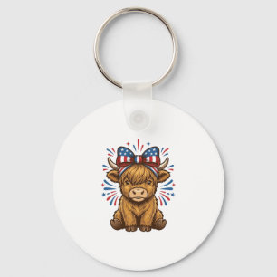 Patriottische Hoogland Koe Boog Vector Ontwerp (2) Sleutelhanger