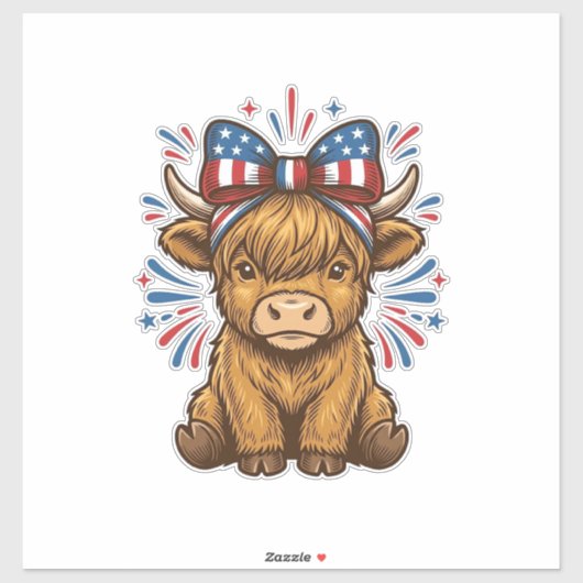 Patriottische Hoogland Koe Boog Vector Ontwerp (2) Sticker (Vel)