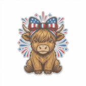 Patriottische Hoogland Koe Boog Vector Ontwerp (2) Sticker (Voorkant)