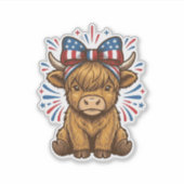 Patriottische Hoogland Koe Boog Vector Ontwerp (2) Sticker (Voorkant)