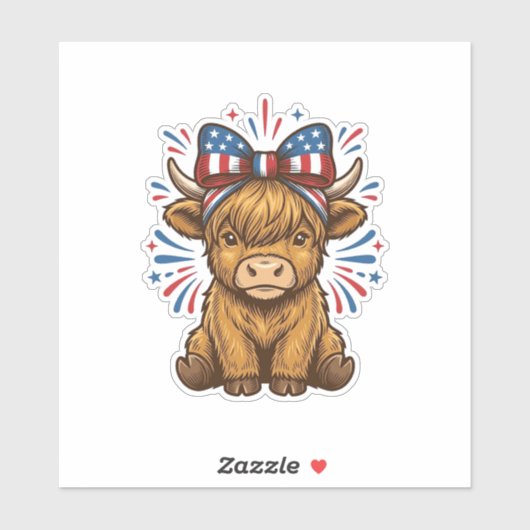 Patriottische Hoogland Koe Boog Vector Ontwerp (2) Sticker (Vel)