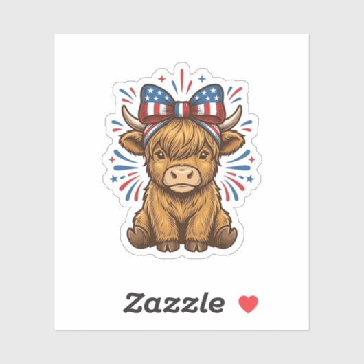 Patriottische Hoogland Koe Boog Vector Ontwerp (2) Sticker (Vel)