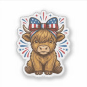 Patriottische Hoogland Koe Boog Vector Ontwerp (2) Sticker (Voorkant)