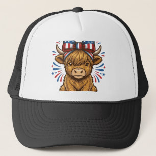 Patriottische Hoogland Koe Boog Vector Ontwerp (2) Trucker Pet