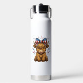 Patriottische Hoogland Koe Boog Vector Ontwerp (2) Waterfles (Voorkant)