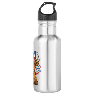 Patriottische Hoogland Koe Boog Vector Ontwerp (2) Waterfles