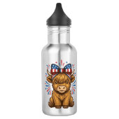 Patriottische Hoogland Koe Boog Vector Ontwerp (2) Waterfles (Links)