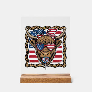 Patriottische Hoogland Koe Oud Vlag Grafisch_1 Acryl Bord