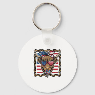 Patriottische Hoogland Koe Oud Vlag Grafisch_1 Sleutelhanger