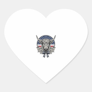 Patriottische Hoogland Koe Oude Gravure Kunst_1 Hart Sticker