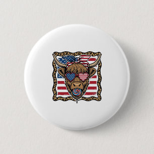 Patriottische Hoogland Koe Oude Vlag Grafisch_1 Ronde Button 5,7 Cm