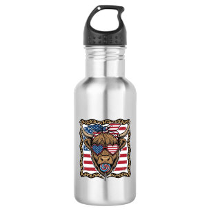 Patriottische Hoogland Koe Oude Vlag Grafisch_1 Waterfles