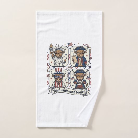 Patriottische Hoogland Koe Rood Wit en Boujee Handdoek (Handdoek)