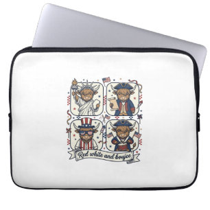 Patriottische Hoogland Koe Rood Wit en Boujee Laptop Sleeve