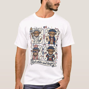 Patriottische Hoogland Koe Rood Wit en Boujee T-shirt