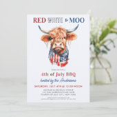 Patriottische Hoogland Koe Rood Wit Moo 4th van ju Kaart (Staand voorkant)