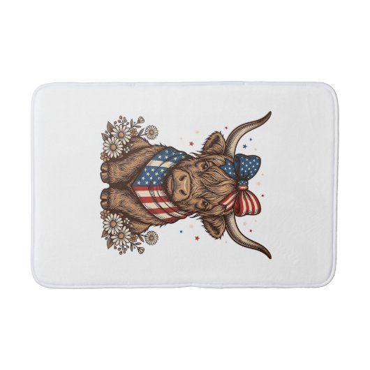 Patriottische Hoogland Koe Vintage Badmat (Voorkant)