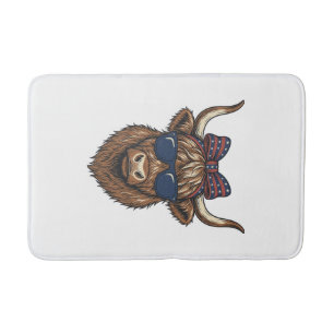 Patriottische Hoogland Koe Vintage Gravure Ontwerp Badmat