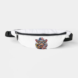 Patriottische Hoogland Koe Vintage Gravure Shirt D Heuptasje