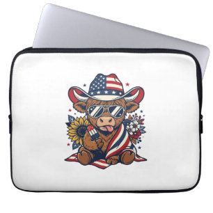 Patriottische Hoogland Koe Vintage Gravure Shirt D Laptop Sleeve