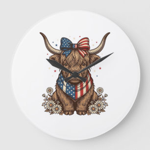 Patriottische Hoogland Koe Vintage Grote Klok