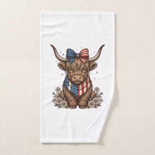 Patriottische Hoogland Koe Vintage Handdoek