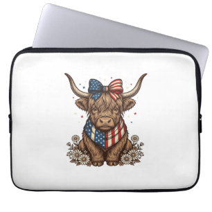 Patriottische Hoogland Koe Vintage Laptop Sleeve