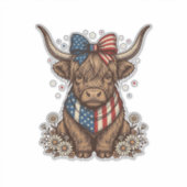 Patriottische Hoogland Koe Vintage Sticker (Voorkant)