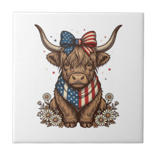 Patriottische Hoogland Koe Vintage Tegeltje