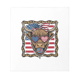 Patriottische Hoogland Koe Vintage Vlag Grafisch_1 Notitieblok
