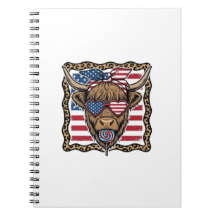 Patriottische Hoogland Koe Vintage Vlag Grafisch_1 Notitieboek