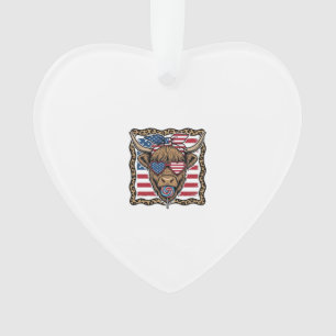 Patriottische Hoogland Koe Vintage Vlag Grafisch_1 Ornament