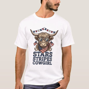 Patriottische Hoogland Koe Vintage Western USA T-s T-shirt