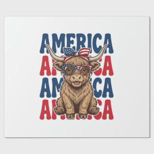 Patriottische Hooglandkoe Amerika Vintage T-shirt  Cadeaupapier