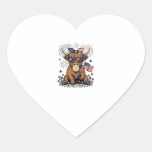 Patriottische Hooglandkoe Bubblegum Vintage Gravur Hart Sticker