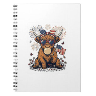 Patriottische Hooglandkoe Bubblegum Vintage Gravur Notitieboek